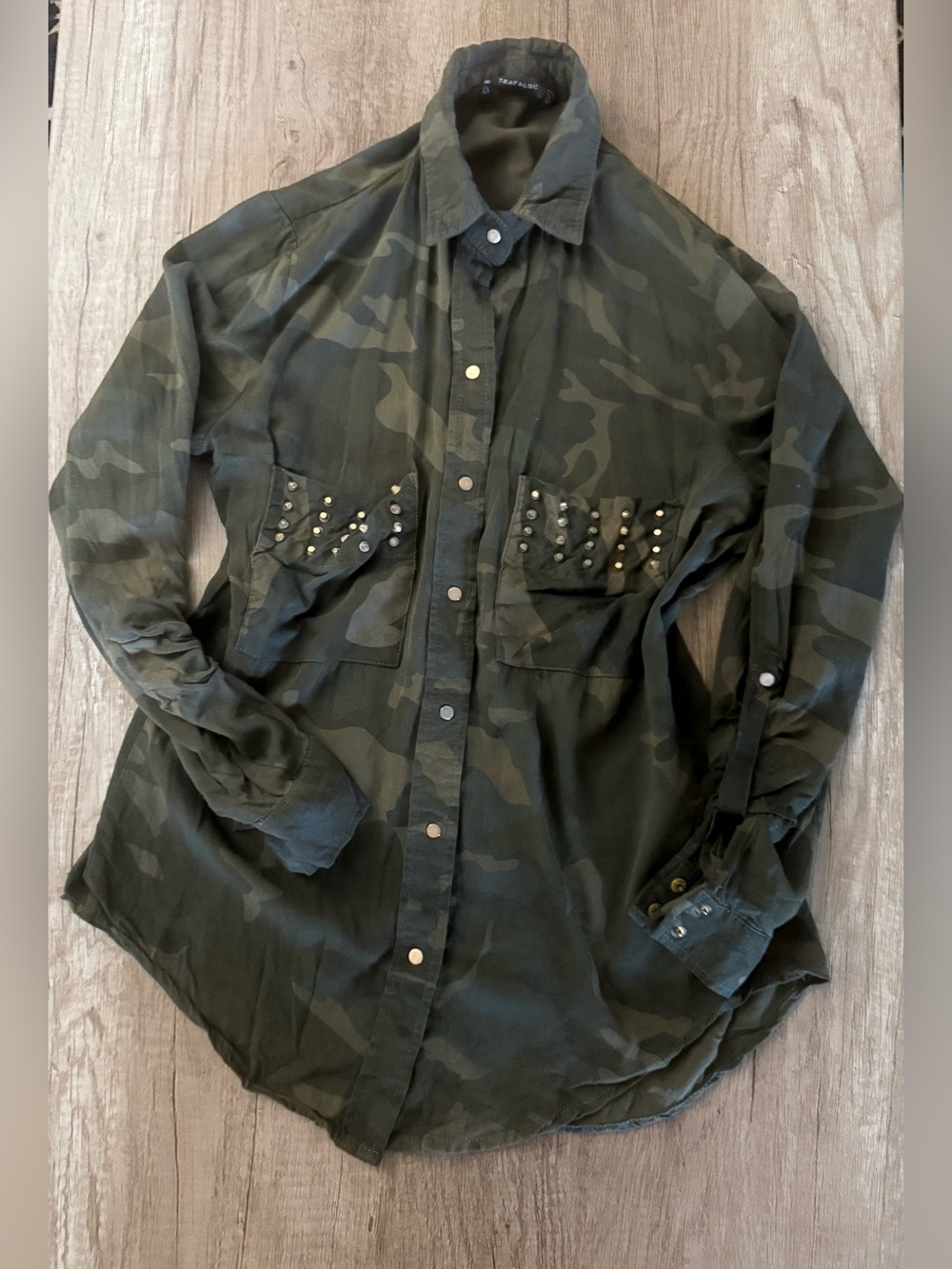 Zara Trafaluc Camo Button Down Shirt